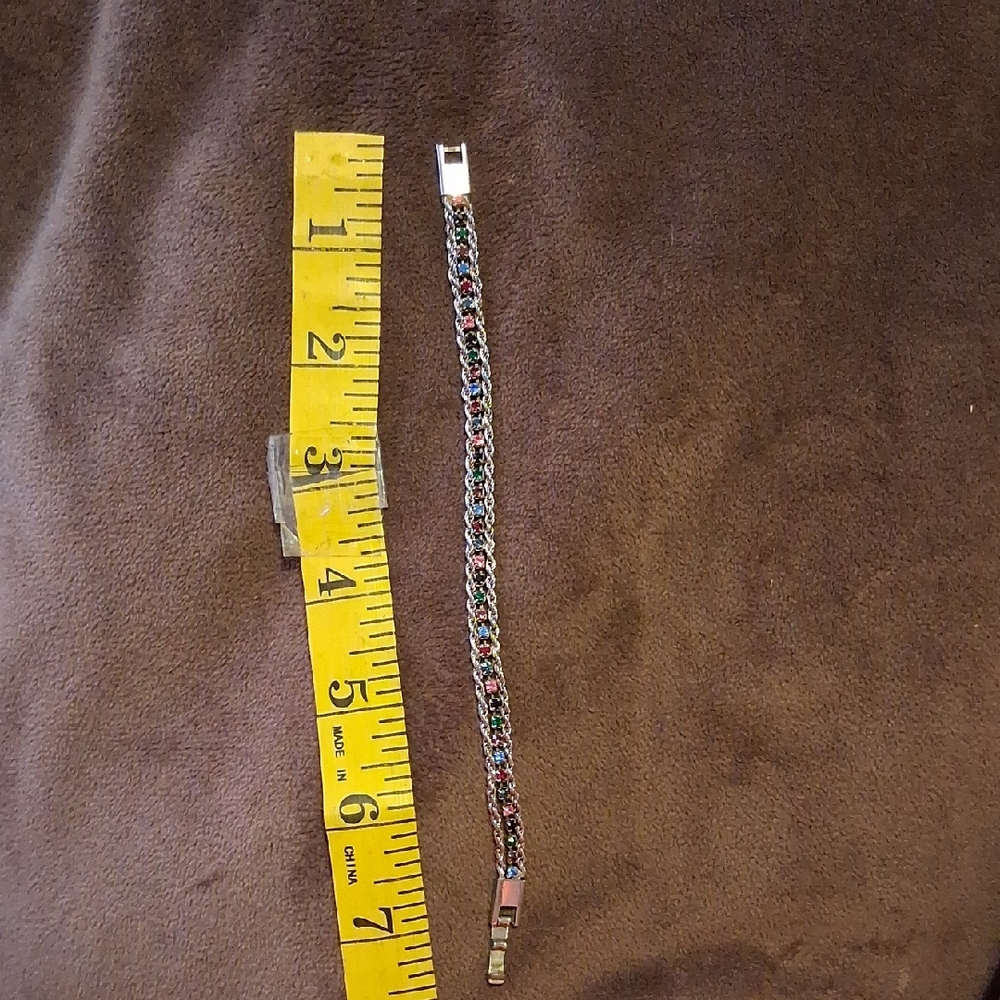 Vintage YeChiang Silver-tone Rhinestone Bracelet